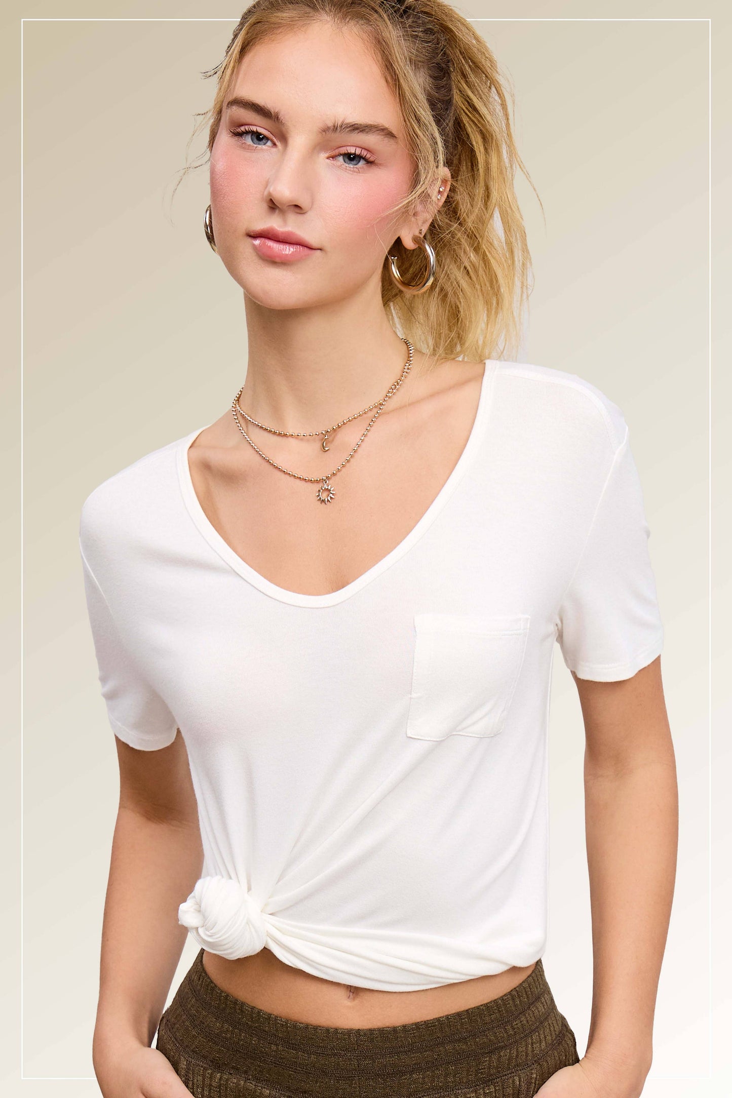 Super Soft Front Pocket Short Sleeve Basic Top