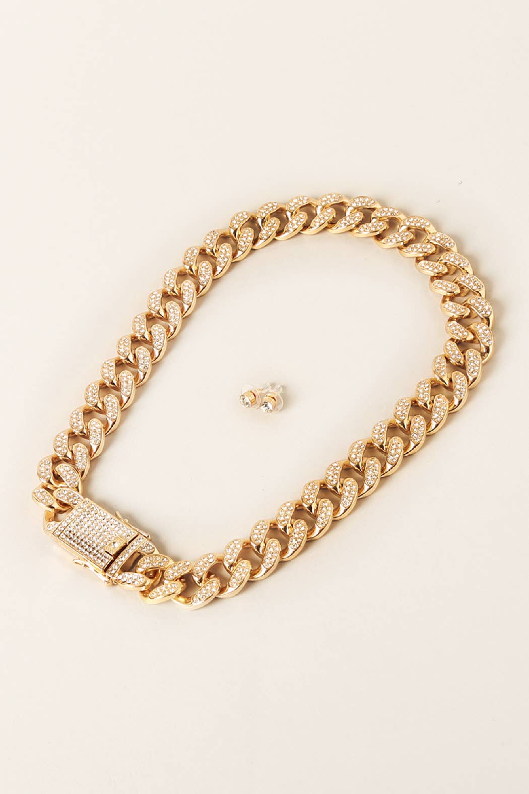Crystal Stone Link Chain Necklace Earrings Set
