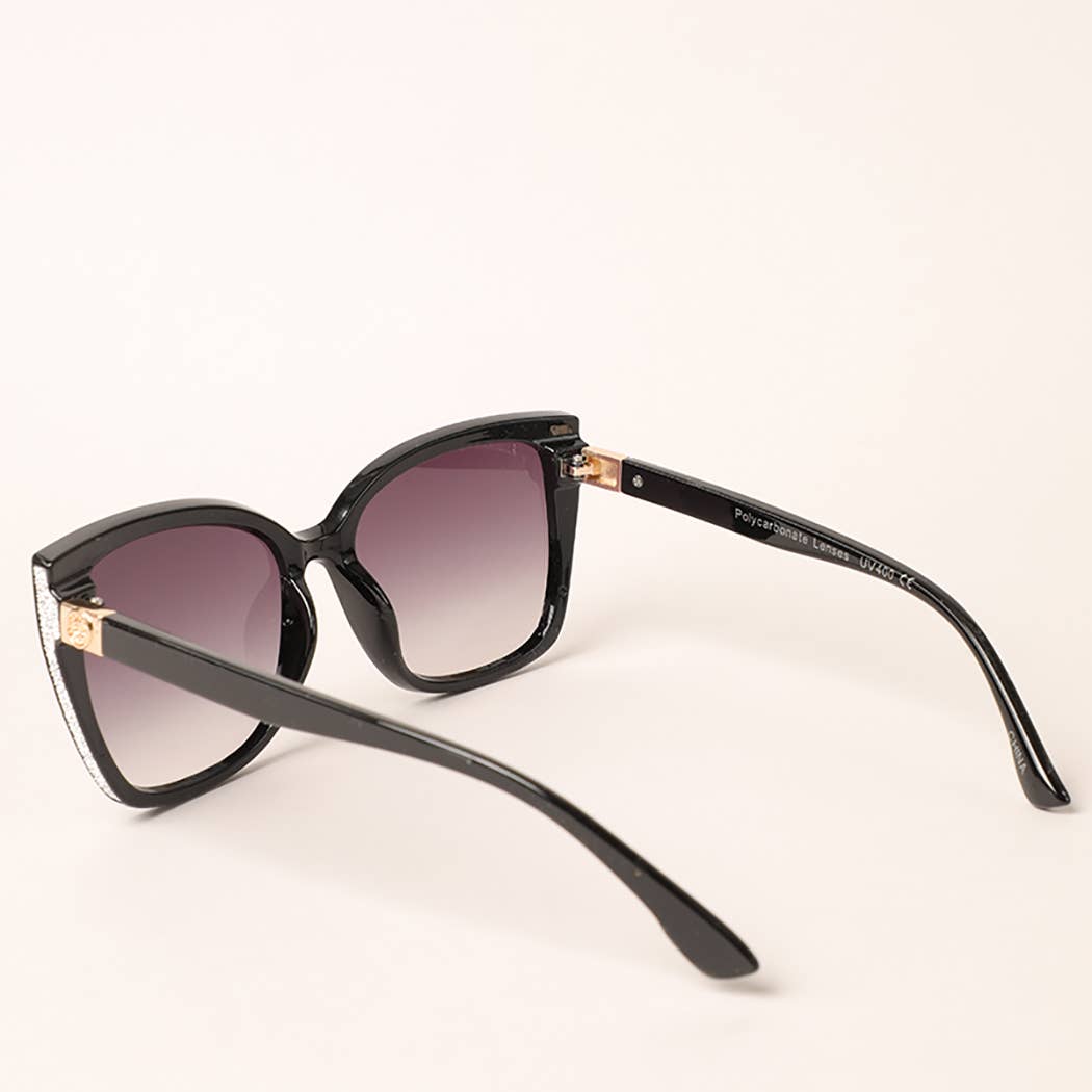 Women's Glitter Detailed Square Sunglasses