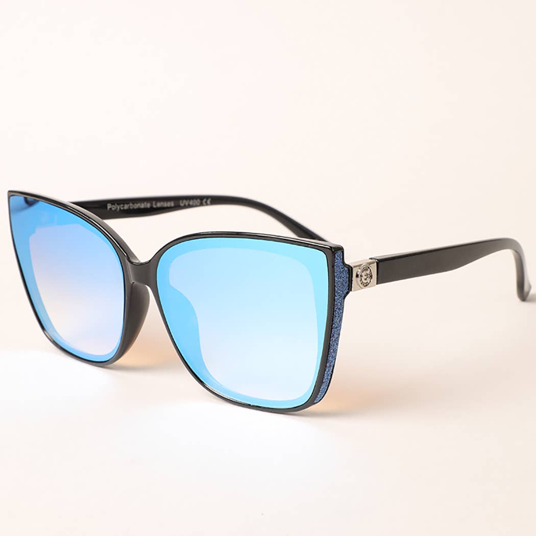 Women's Glitter Detailed Square Sunglasses