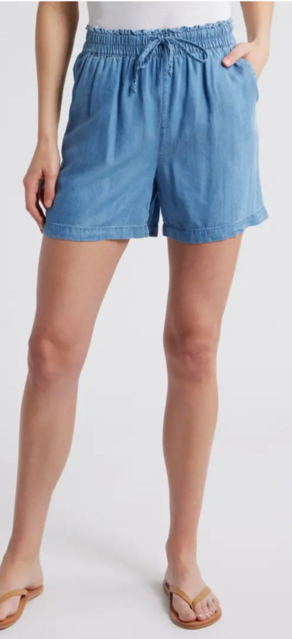 Tiney Tie Waist Chambray Shorts