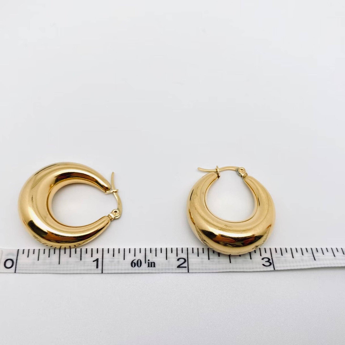 Geometric Gold Plated Stainless Steel Huggie Earrings - FGS