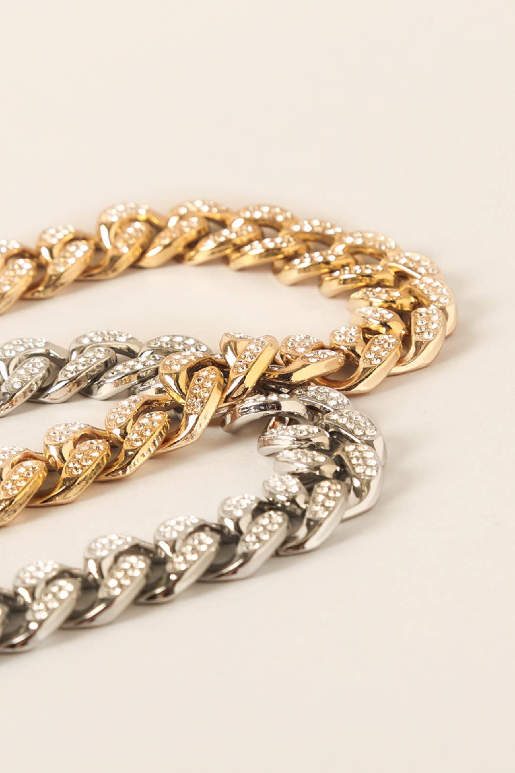 Crystal Stone Link Chain Necklace Earrings Set
