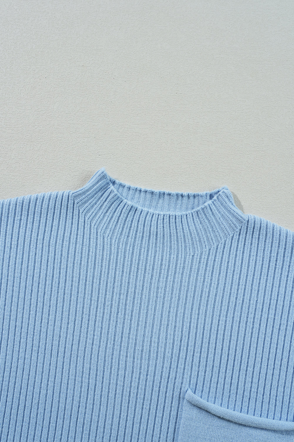Mineral Red Patch Pocket Ribbed Knit Short Sleeve Sweater