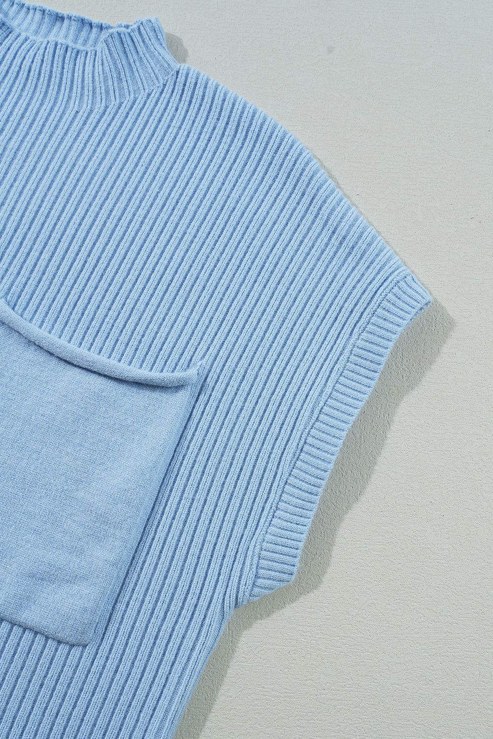 Mineral Red Patch Pocket Ribbed Knit Short Sleeve Sweater