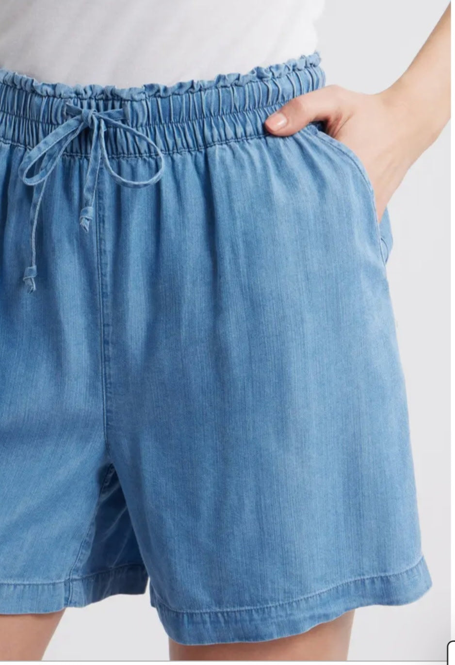 Tiney Tie Waist Chambray Shorts