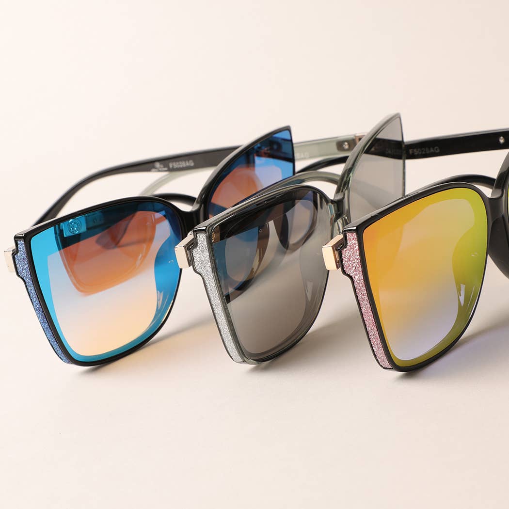 Women's Glitter Detailed Square Sunglasses