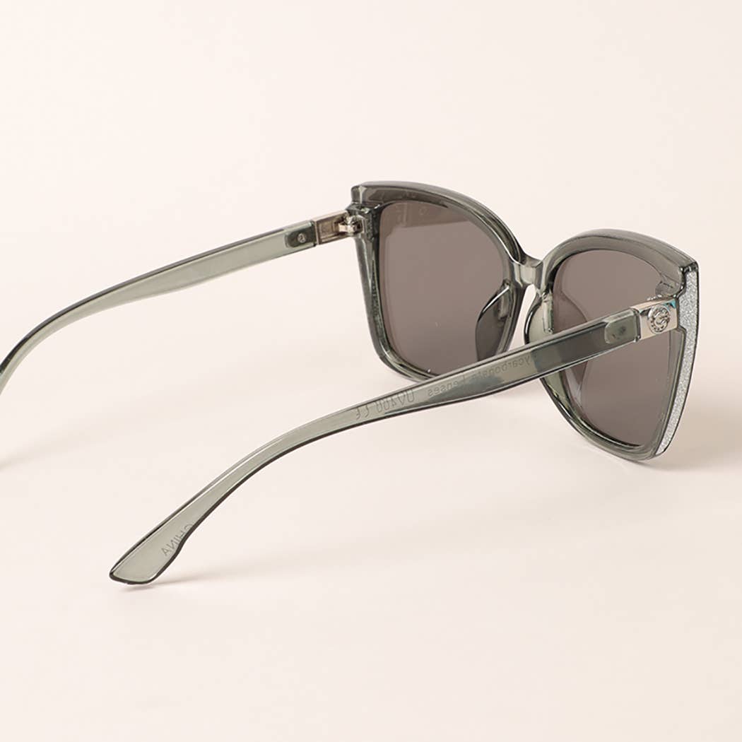 Women's Glitter Detailed Square Sunglasses
