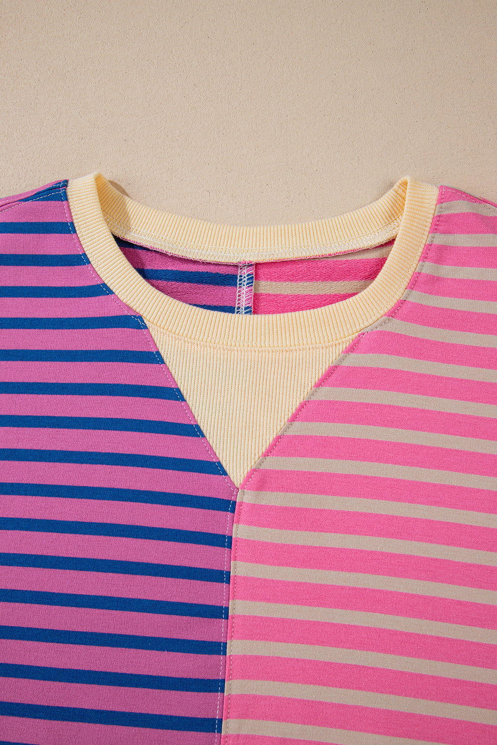 Green Stripe Colorblock Drop Shoulder Oversize Sweatshirt