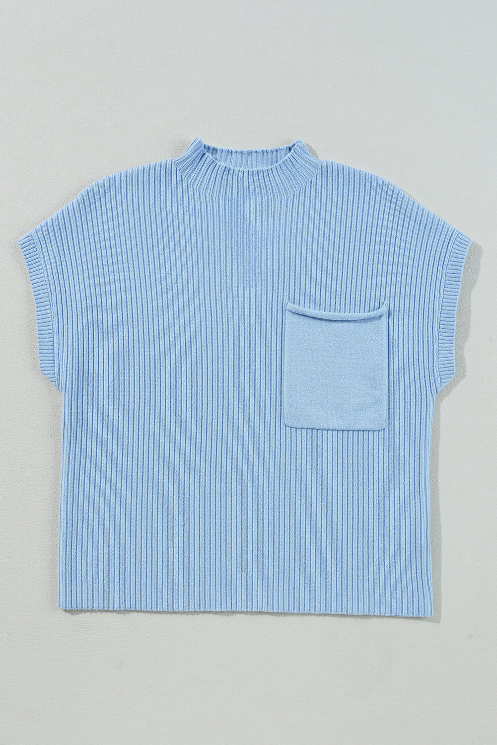 Mineral Red Patch Pocket Ribbed Knit Short Sleeve Sweater