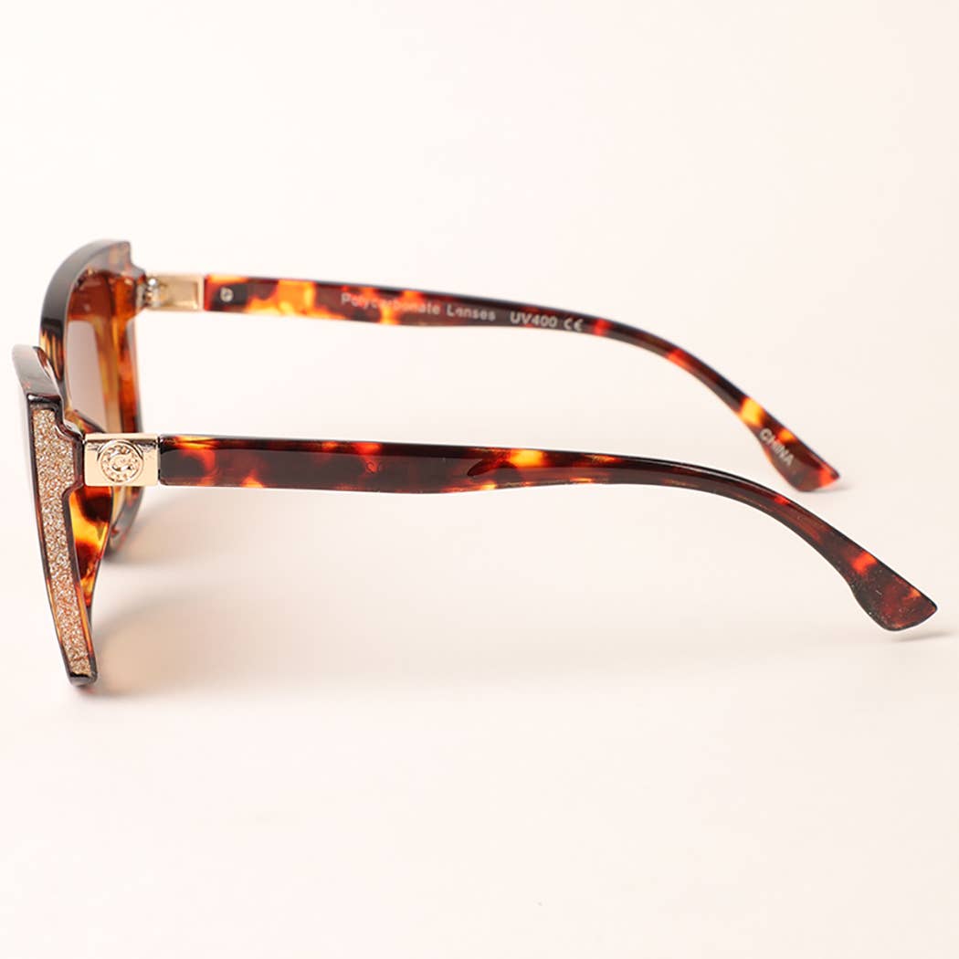 Women's Glitter Detailed Square Sunglasses