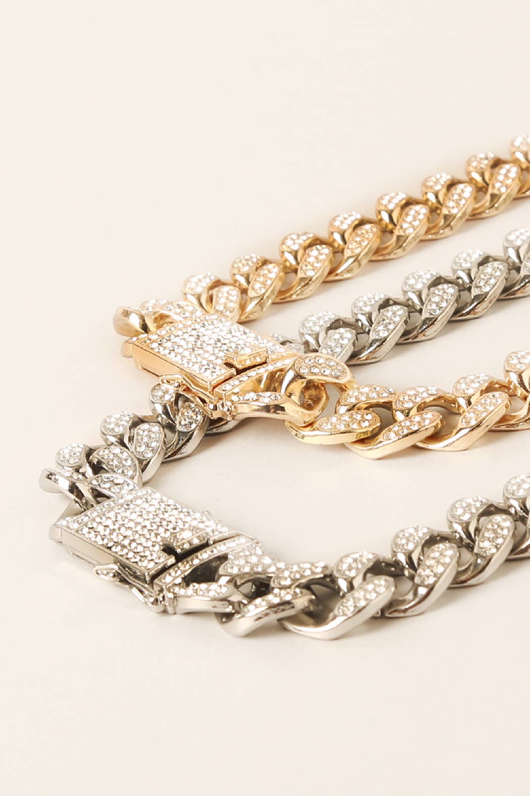 Crystal Stone Link Chain Necklace Earrings Set