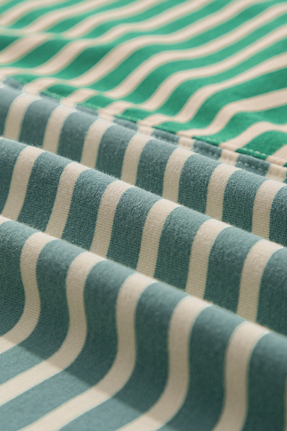 Green Stripe Colorblock Drop Shoulder Oversize Sweatshirt