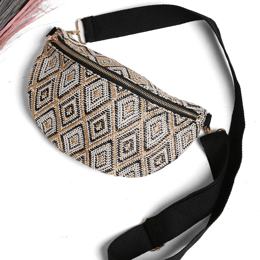 Diamond Pattern Adjustable Crossbody Belt Bag
