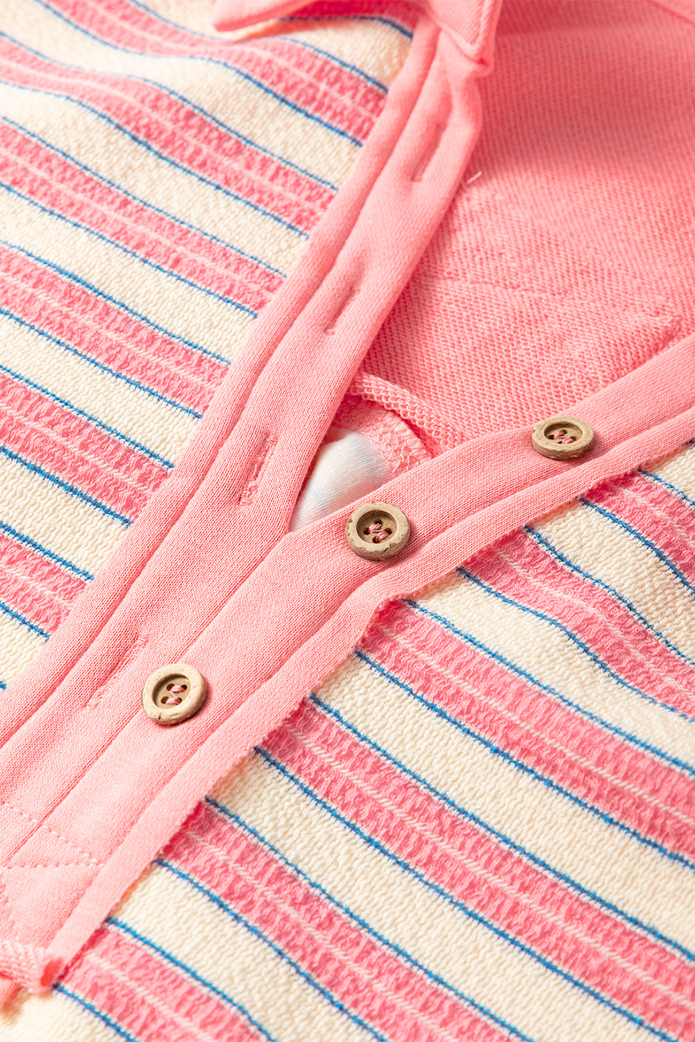 Buttoned V Neck Collared Drop Shoulder Top