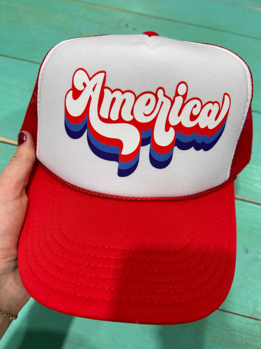 Retro America Trucker Hat | 4th Of July Hats | USA | Hats