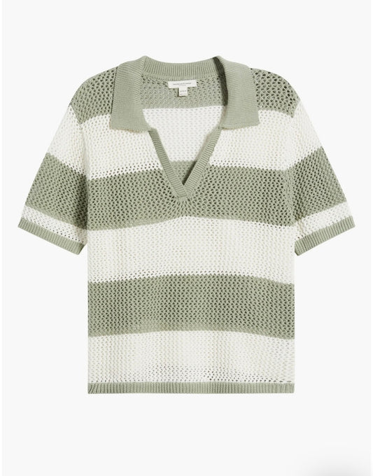 Skye Stripe Crochet Polo