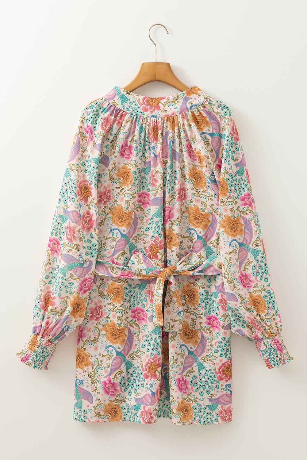 Multicolour Floral Print Bubble Sleeve Buttoned V Neck Mini Dress (In Shop)