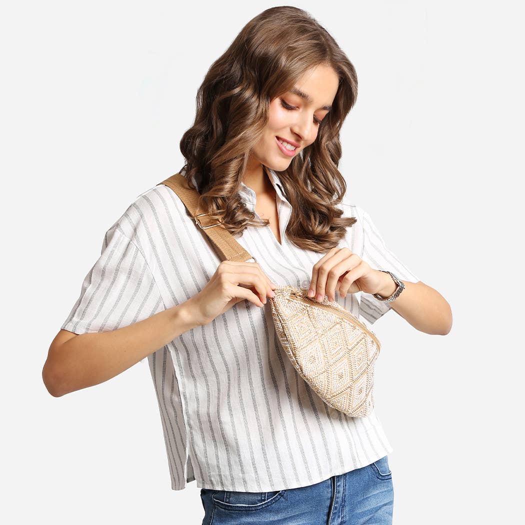 Diamond Pattern Adjustable Crossbody Belt Bag