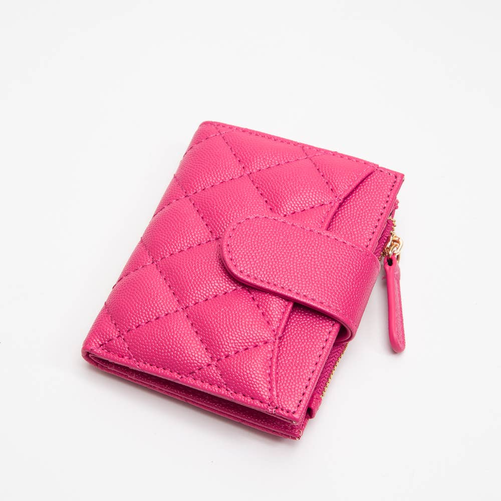 Small Quilted Leather Coin Purse Wallet