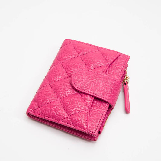 Small Quilted Leather Coin Purse Wallet