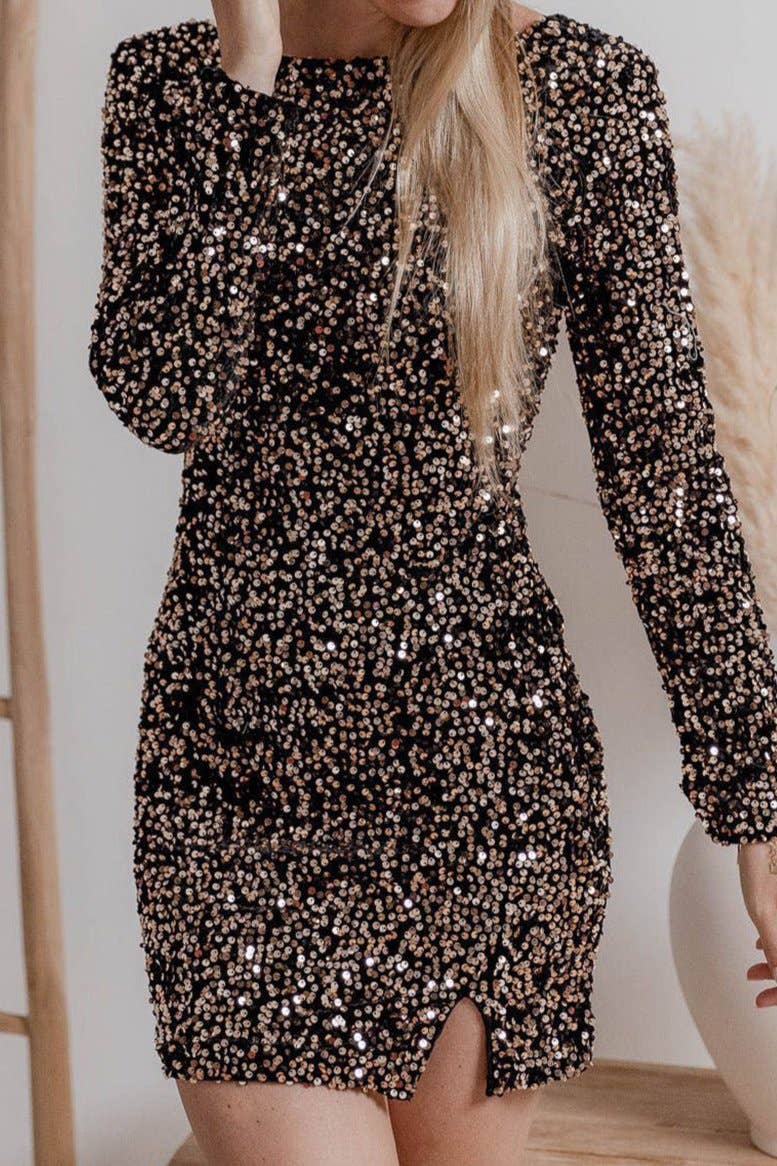 Sequin Long Sleeve Bodycon Dress
