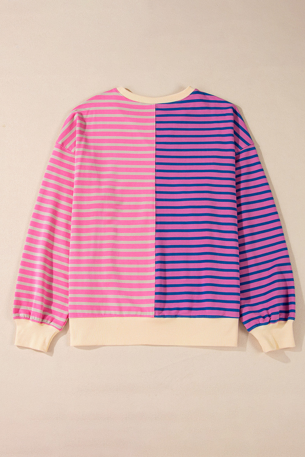 Green Stripe Colorblock Drop Shoulder Oversize Sweatshirt