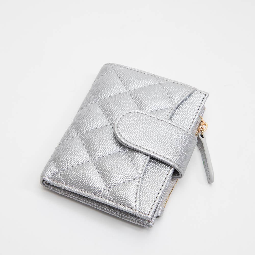 Small Quilted Leather Coin Purse Wallet