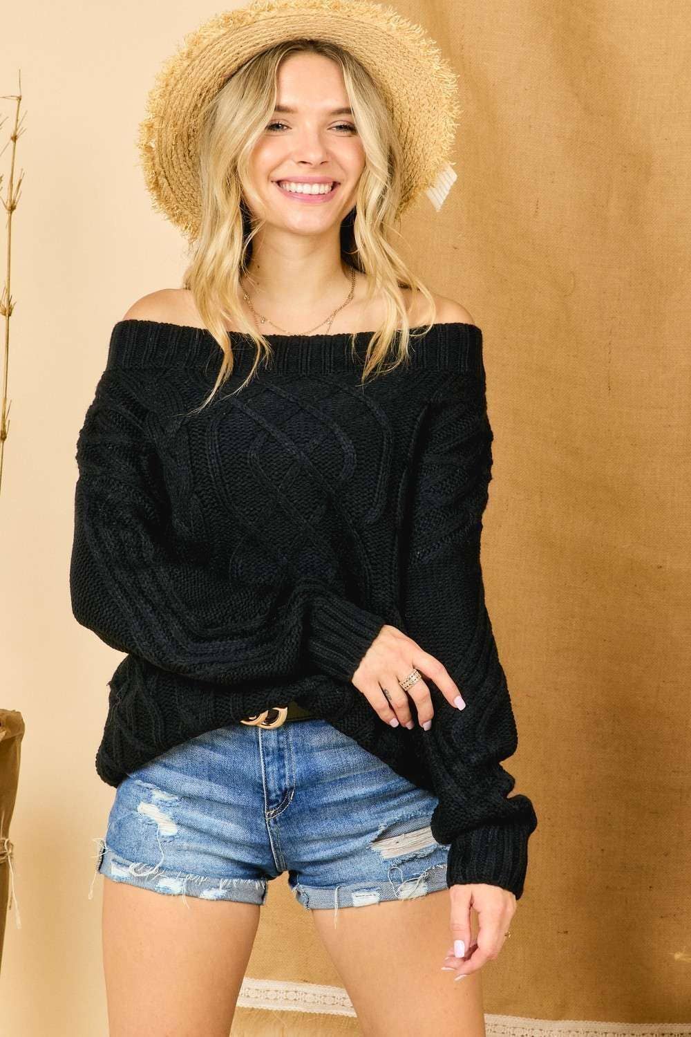 OFF SHOULDER SWEATER TOP