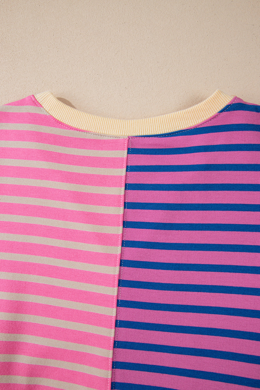 Green Stripe Colorblock Drop Shoulder Oversize Sweatshirt