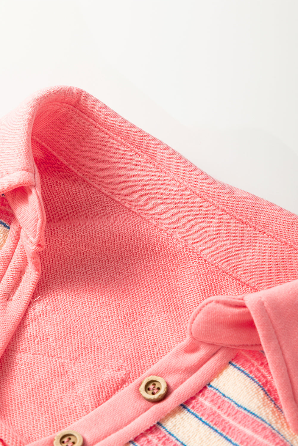 Buttoned V Neck Collared Drop Shoulder Top