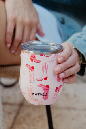 LIGHT PINK WESTERN BOOTS INSULATED WINE TUMBLER