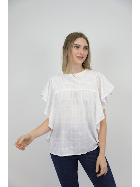 Pure White Top with Ruffle Sleeves