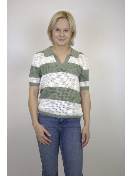 Skye Stripe Crochet Polo