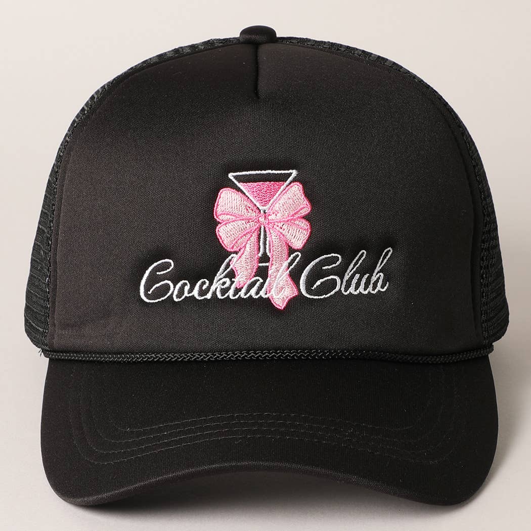 Bow Cocktail Club Embroidery Mesh Back Trucker Hat