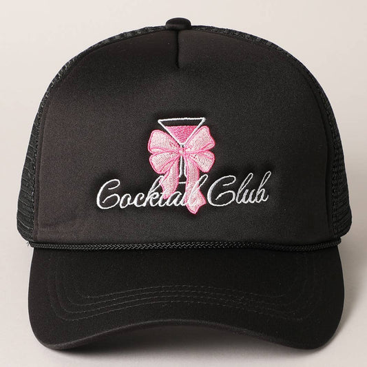 Bow Cocktail Club Embroidery Mesh Back Trucker Hat