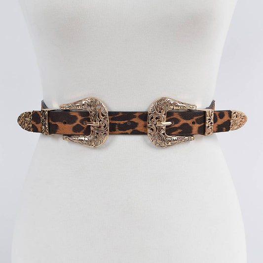 Dual Leopard Buckle Belt