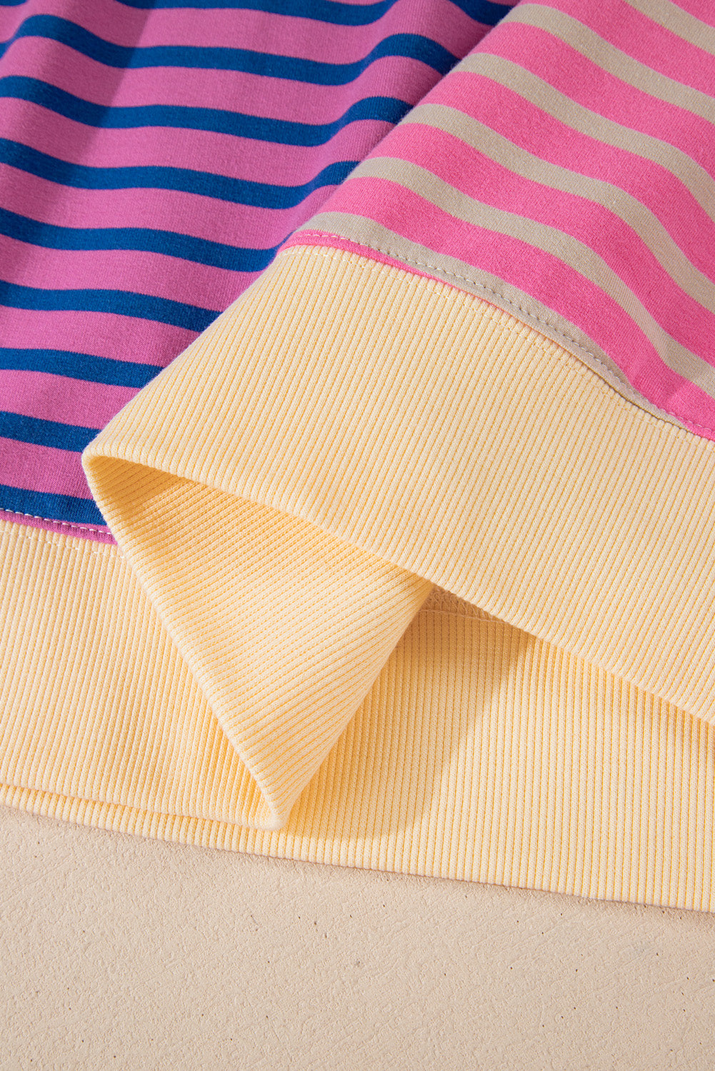 Green Stripe Colorblock Drop Shoulder Oversize Sweatshirt