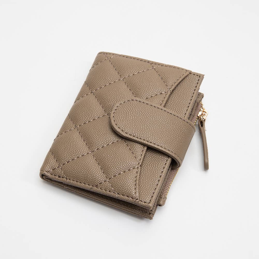 Small Quilted Leather Coin Purse Wallet