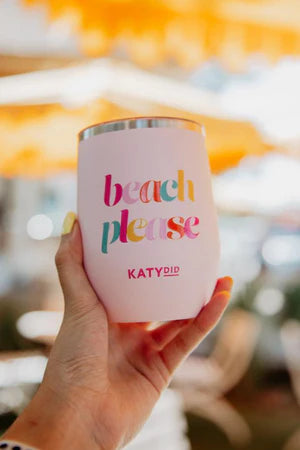 BEACH PLEASE STAINLESS STEEL WINE TUMBLER