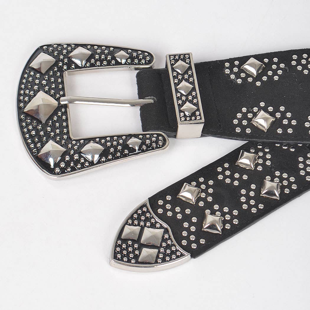 Multi Metal Studded Plus Size Elastic Belt HB8648